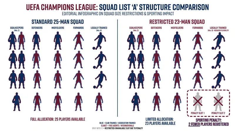 The sporting sanction reduces Aston Villa's senior European squad depth by two players.