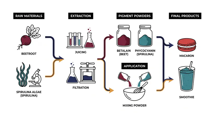How natural pigments from crops like beetroot and spirulina are extracted to replace petroleum-based dyes.