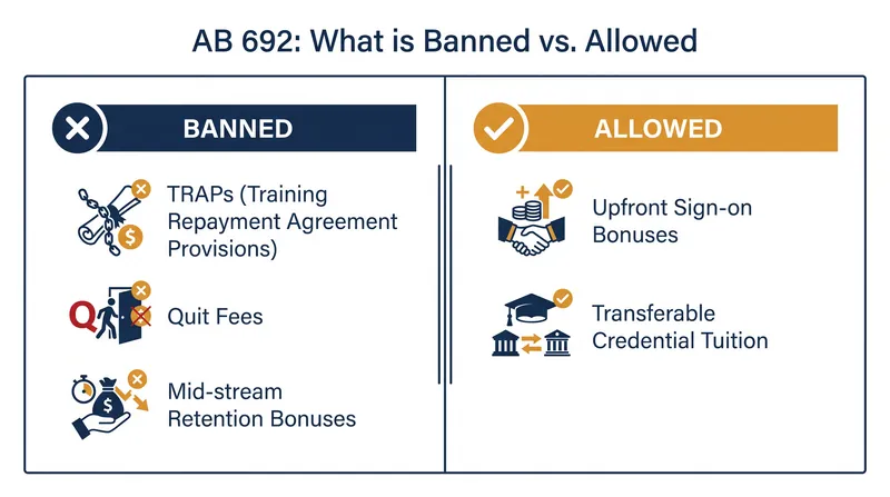 While the law bans most exit penalties, narrow exceptions exist for specific upfront payments.