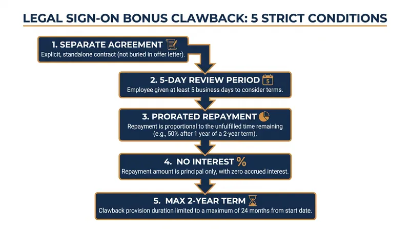 Employers must meet all five statutory conditions to maintain a lawful repayment clause.