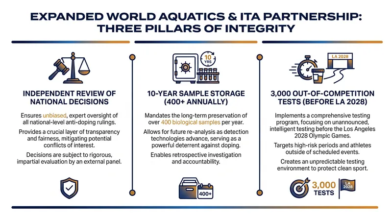 Key components of the expanded anti-doping partnership running through 2028.