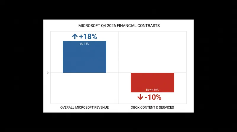 While Microsoft's overall revenue surged, the Xbox division faced significant contractions in content and services.