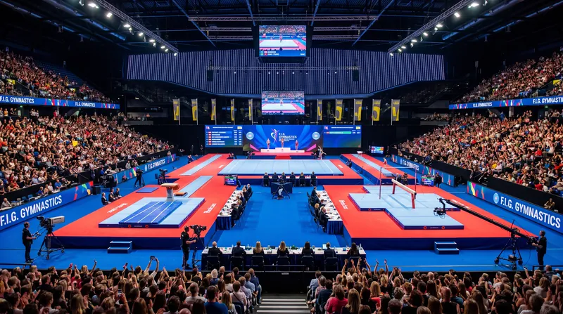 The Rotterdam Ahoy arena will host the world's elite gymnasts under the theme 'Building Bridges.'