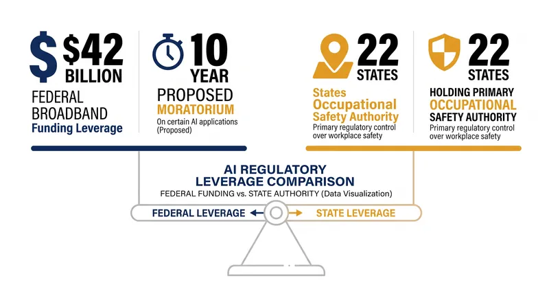 Federal financial leverage versus state jurisdictional authority in the AI governance standoff.