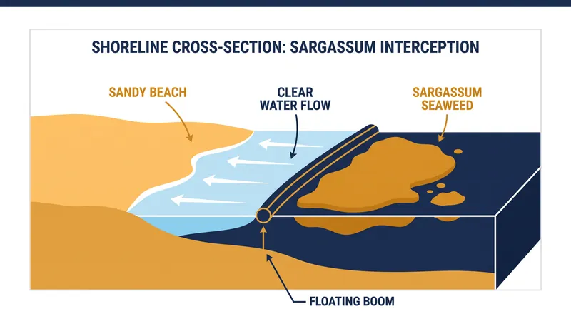 Offshore booms are increasingly used to intercept the algae before it reaches the surf zone.