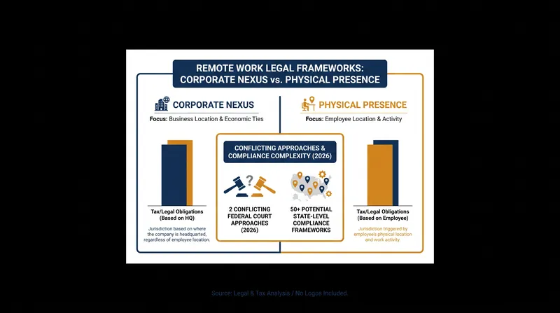 The jurisdictional divide: Headquarters vs. Employee Location.