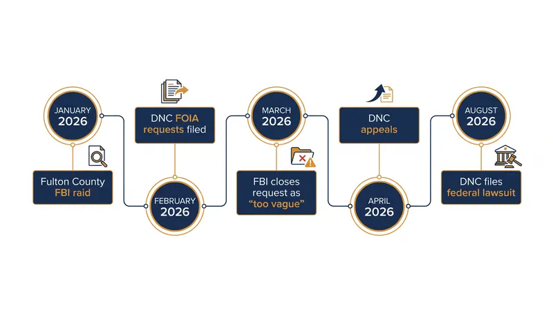 Timeline of the DNC's records requests and the resulting legal standoff.