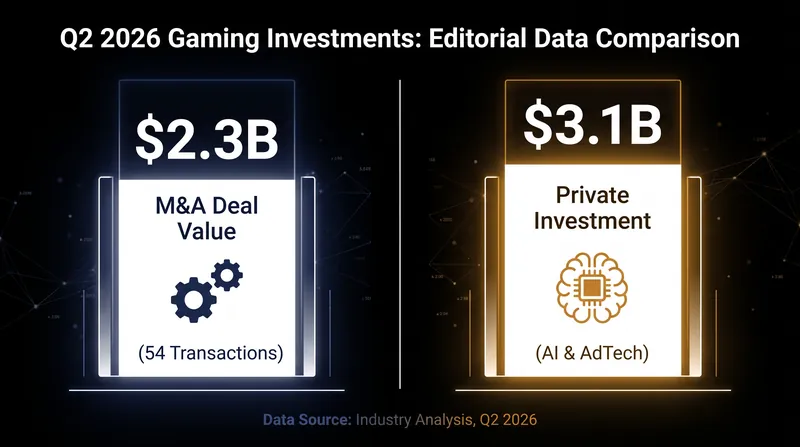 While M&A activity hit a post-2022 high, private venture capital overwhelmingly favored gaming-adjacent infrastructure over content studios.