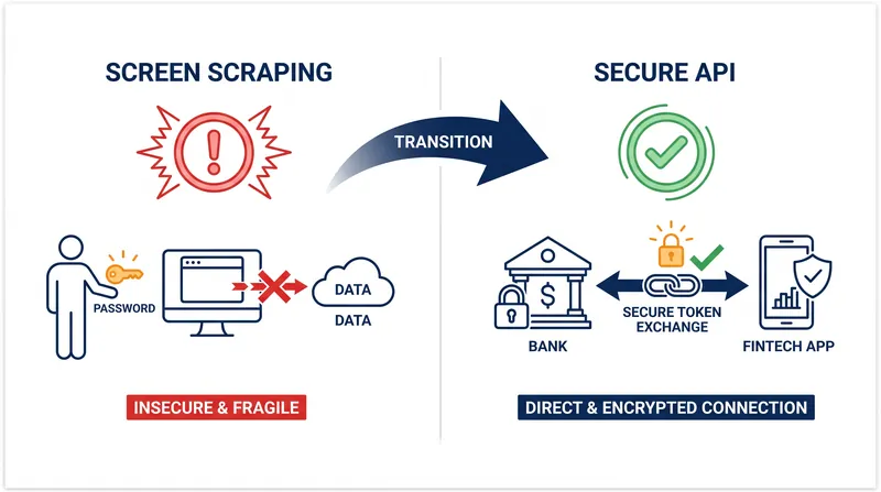 The rule mandates a shift away from insecure screen scraping toward tokenized API access.