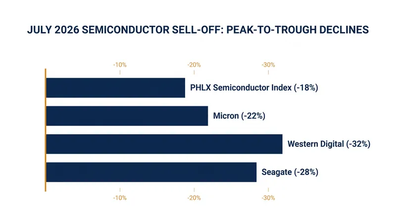 Memory chipmakers bore the brunt of the July tech sell-off, plunging deep into bear market territory.
