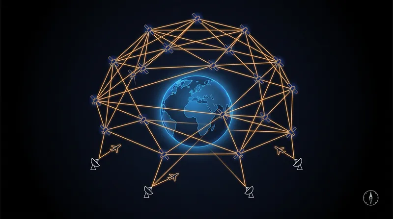 The SDN-B architecture relies on inter-satellite laser links to route data securely in orbit.
