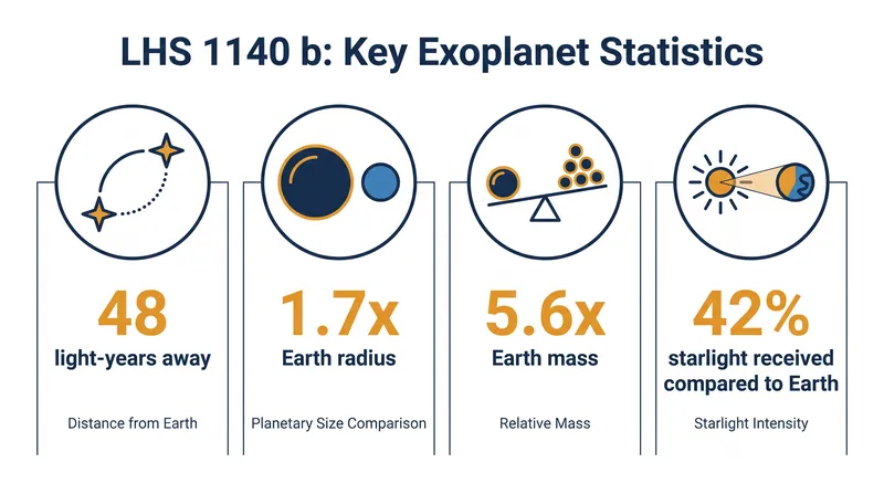Key metrics comparing LHS 1140 b to Earth.