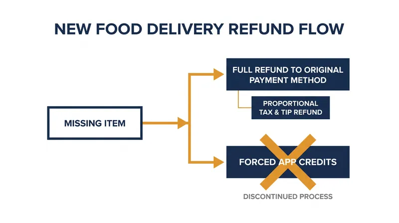 How Assembly Bill 578 changes the refund process for food delivery customers.