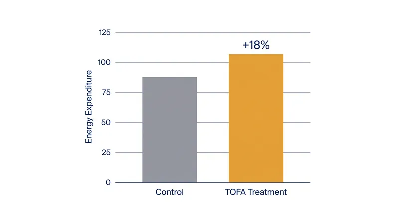 In mouse models, TOFA increased cellular energy expenditure by up to 18 percent without requiring additional physical activity.