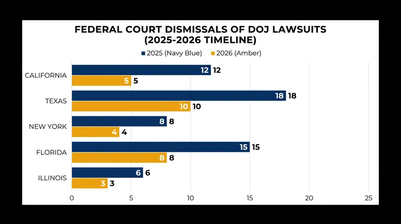 Federal judges have repeatedly dismissed the Justice Department's lawsuits, ruling that the government overstepped its statutory authority.
