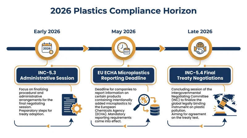 The 2026 horizon includes both UN negotiations and strict regional reporting deadlines.