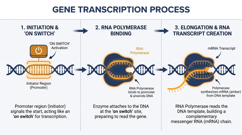 The initiator sequence acts as a biochemical prompt, instructing cellular machinery where to begin reading a gene.