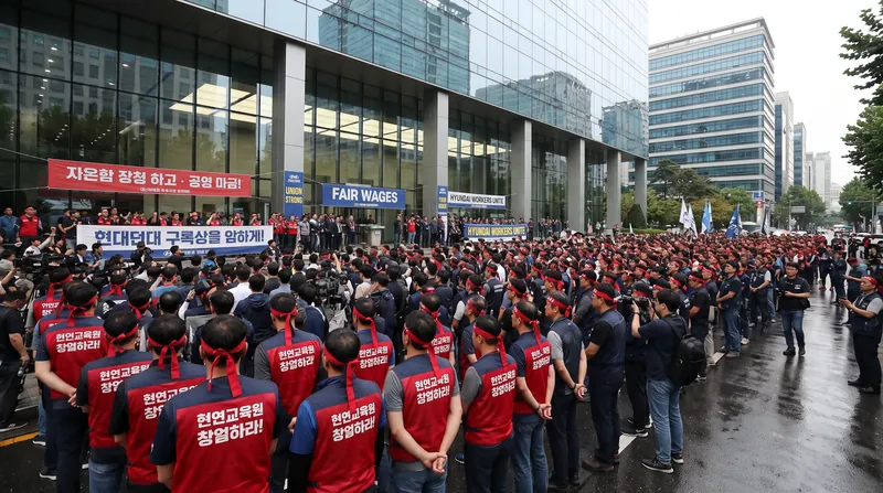 Union members gathered to demand better wages, an extended retirement age, and protections against automation.