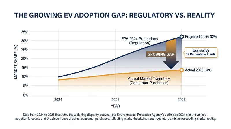 Slower-than-expected electric vehicle adoption made the original 2027 fleet-wide emissions targets mathematically difficult to achieve.