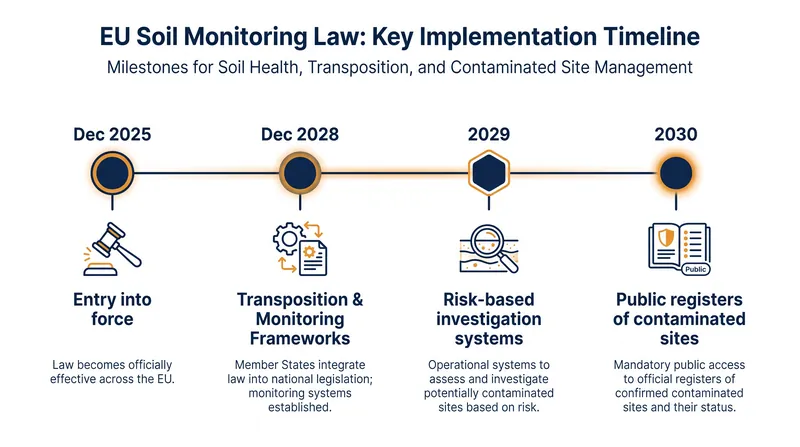 The compliance horizon for member states stretches from 2025 to 2030.
