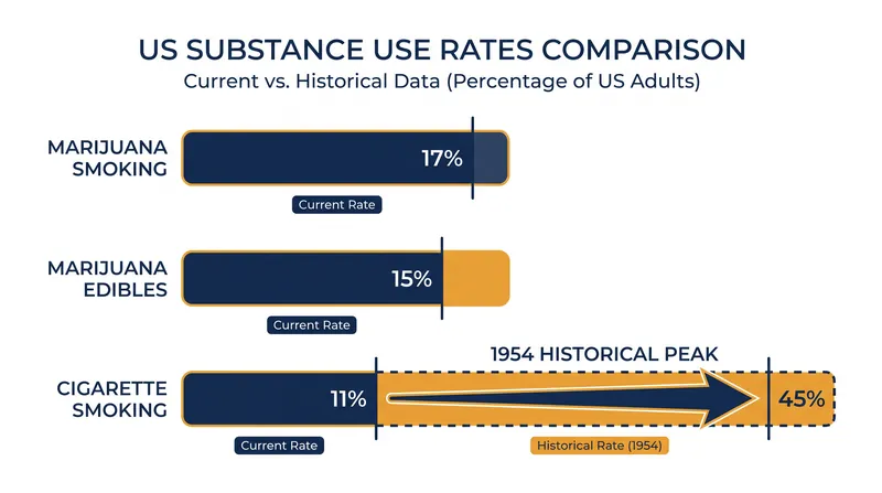 Gallup data shows marijuana consumption now significantly outpaces cigarette smoking.