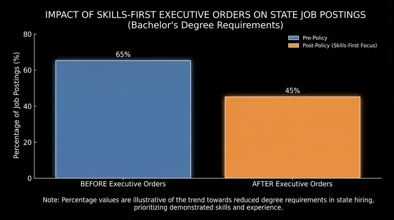 Job postings explicitly requiring a four-year degree have dropped significantly following the executive orders.