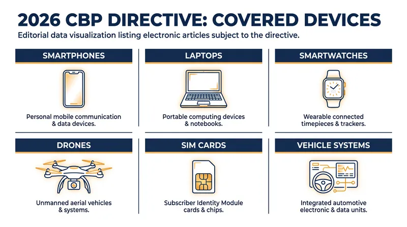 The 2026 directive expands the scope of searchable devices beyond traditional phones and laptops.