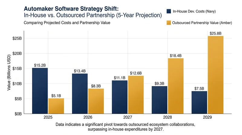Automakers are increasingly converting fixed internal IT costs into variable partnership spending.