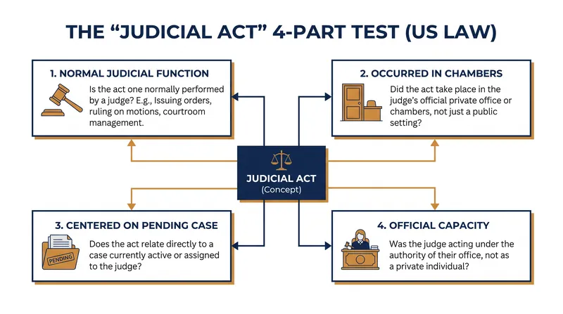 The four-part test used by the federal court to determine if an action is protected by judicial immunity.