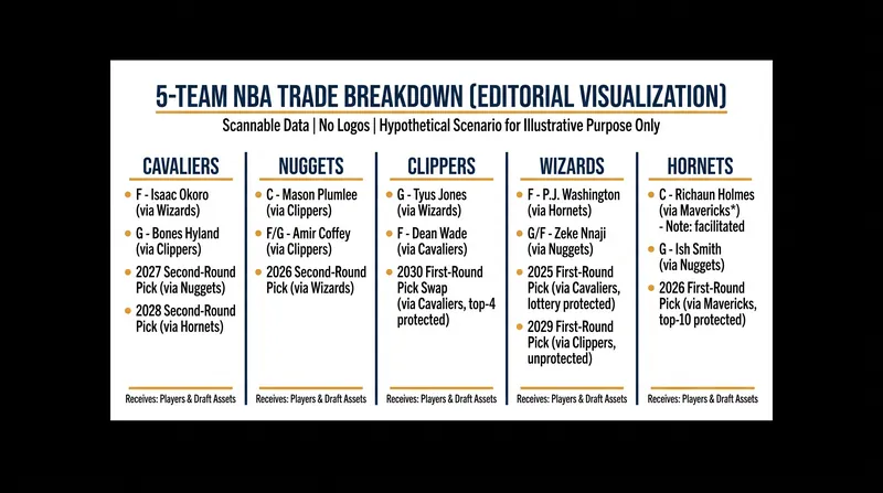 The complete breakdown of the five-team blockbuster trade.