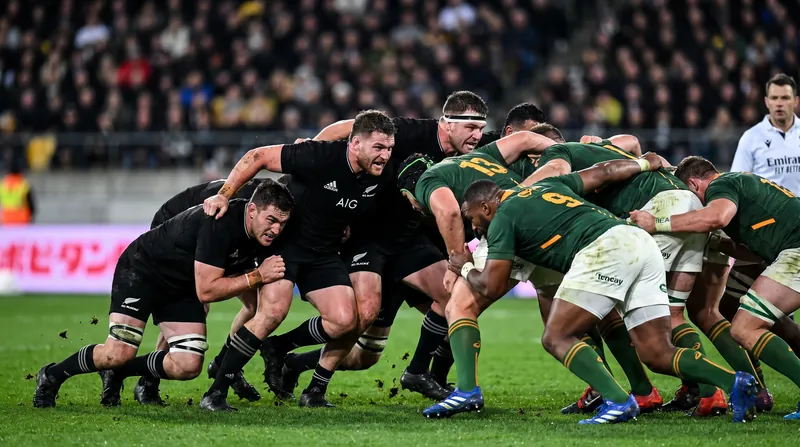 The All Blacks' replacement front row turned the tide of the match with a massive defensive scrum penalty in the 56th minute.