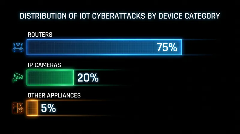 Routers absorb the vast majority of automated attacks, making Wi-Fi the most vulnerable connection method for appliances.