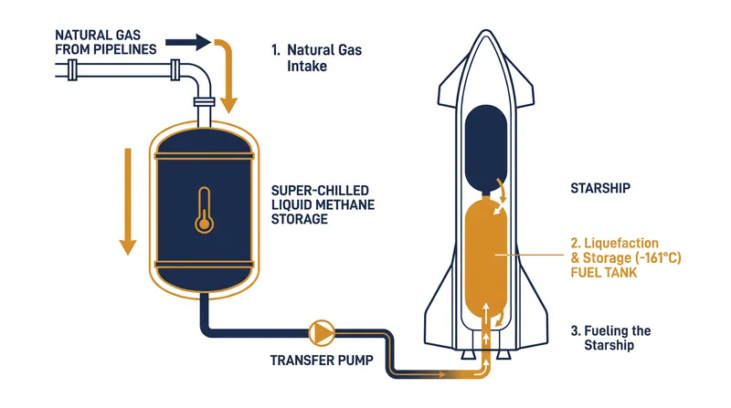 The logistical chain required to fuel a Starship launch.