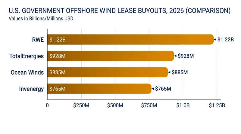 Major federal buyouts of offshore wind leases in 2026.