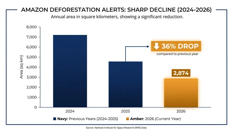DETER alerts recorded a 36 percent year-over-year drop, falling 55.6 percent below the decade average.