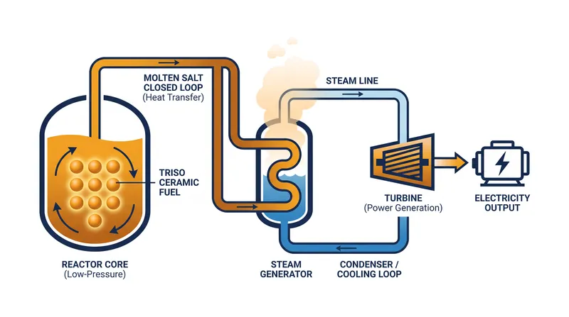 Unlike traditional water-cooled plants, Kairos Power's Generation IV reactors use a low-pressure molten salt cooling system.