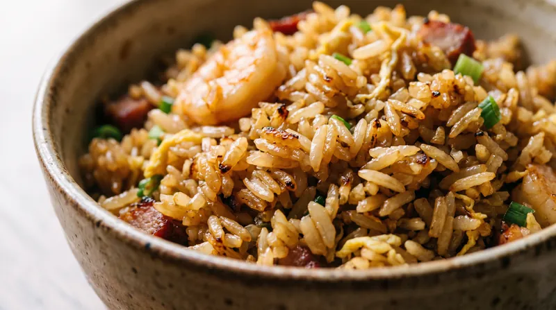 Perfect wok hei results in distinct, glossy grains with complex smoky aromas.