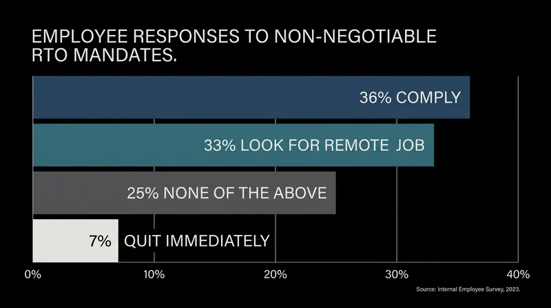 Faced with strict mandates, most workers choose compliance or quiet job hunting over immediate resignation.