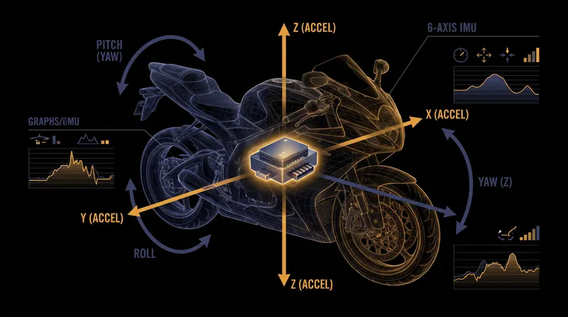 A 6-axis IMU measures the motorcycle's dynamic state up to 100 times per second.