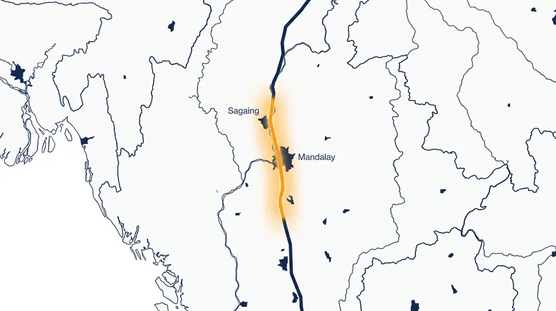 The earthquake ruptured an estimated 460-kilometer segment of the Sagaing Fault.
