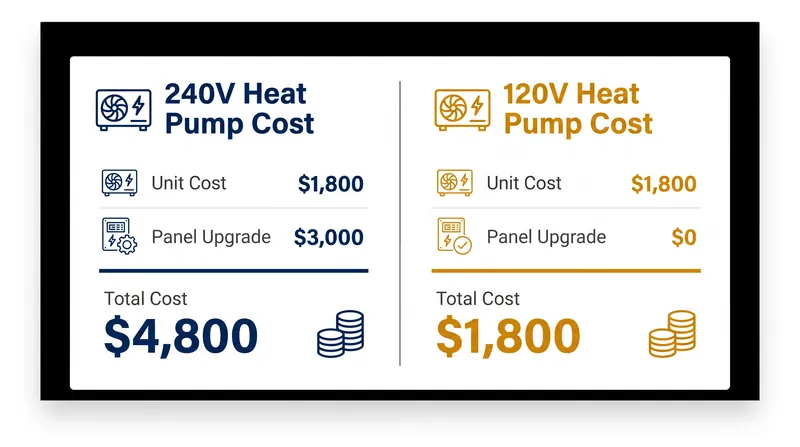 Avoiding a mandatory electrical panel upgrade is the primary financial driver for choosing a 120V plug-in model in older homes.