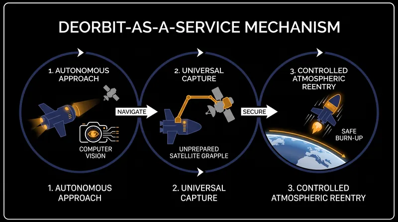The operational sequence of a commercial deorbiting mission.