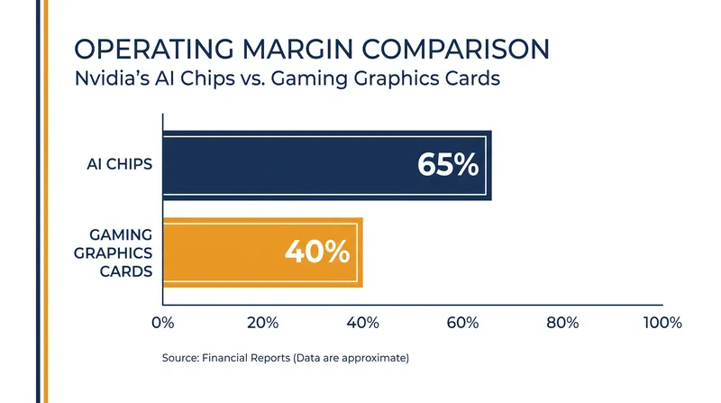 The financial incentive behind Nvidia's shift: AI accelerators offer significantly higher operating margins than consumer graphics cards.