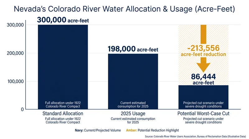 Under the framework's worst-case scenario, Nevada could lose up to 71 percent of its standard water allocation.