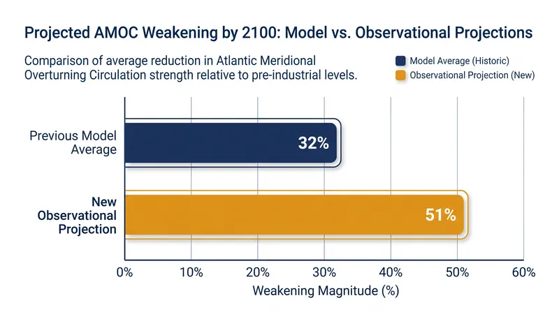 New observational constraints project a significantly steeper decline in the AMOC's strength by the end of the century.