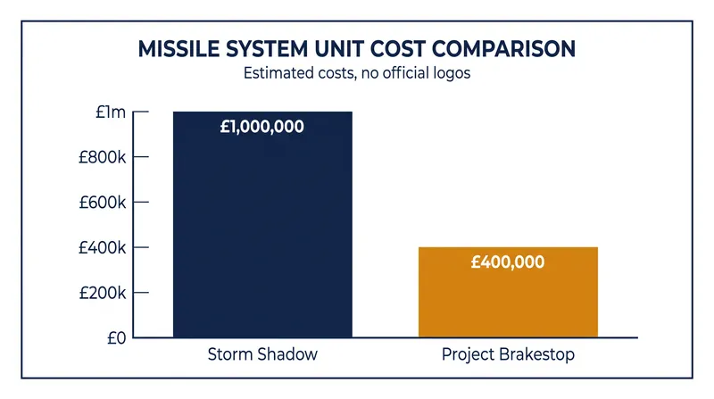 Cost comparison between the legacy Storm Shadow and the new Project Brakestop missile.