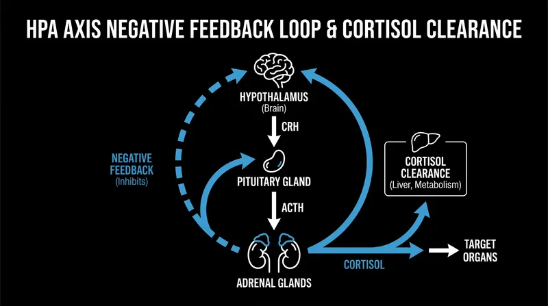 The hypothalamic–pituitary–adrenal (HPA) axis controls the release and clearance of cortisol in the bloodstream.