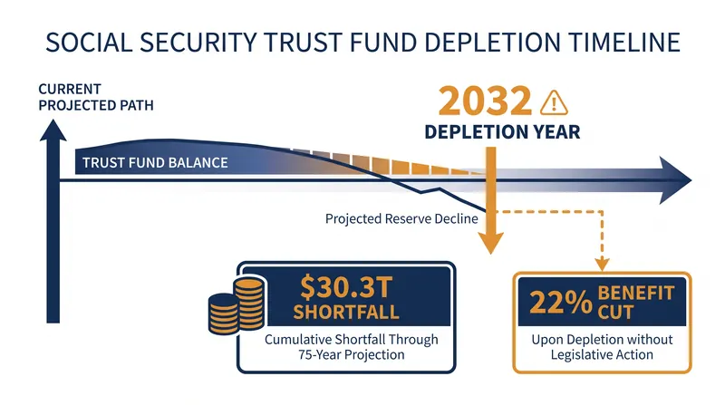 The statutory math triggering the 2032 benefit cliff.
