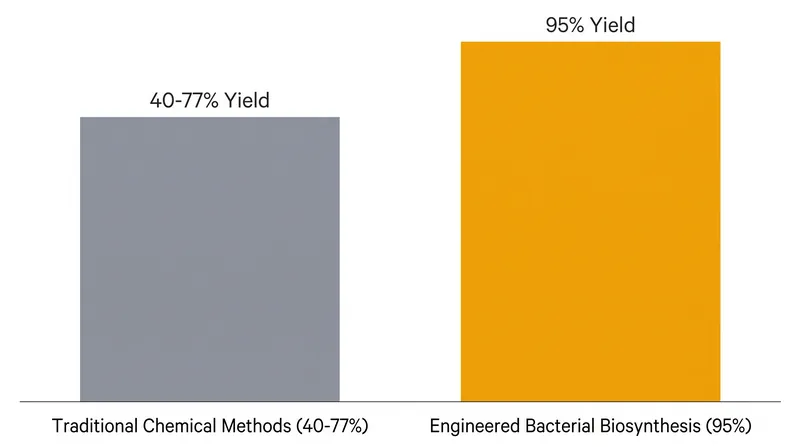 The new biosynthetic method achieves a 95 percent conversion yield, significantly outperforming traditional chemical extraction.