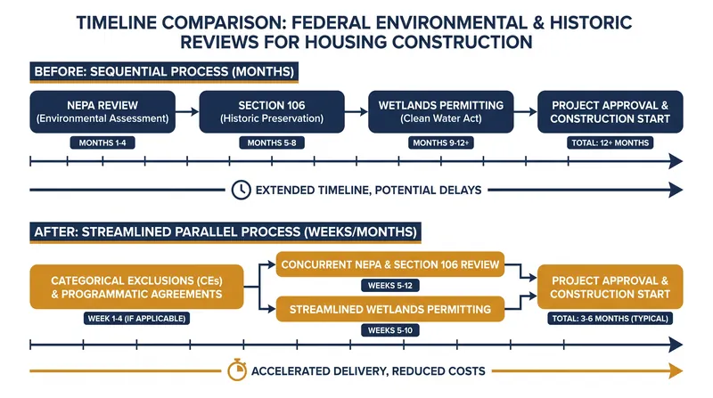 How the executive order streamlines the federal permitting timeline for new residential developments.